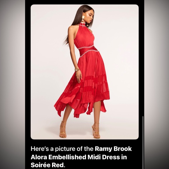 Ramy Brook Soirée Red Alora Midi Dress